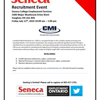 Join us July 12th at Seneca's Recruitment Event